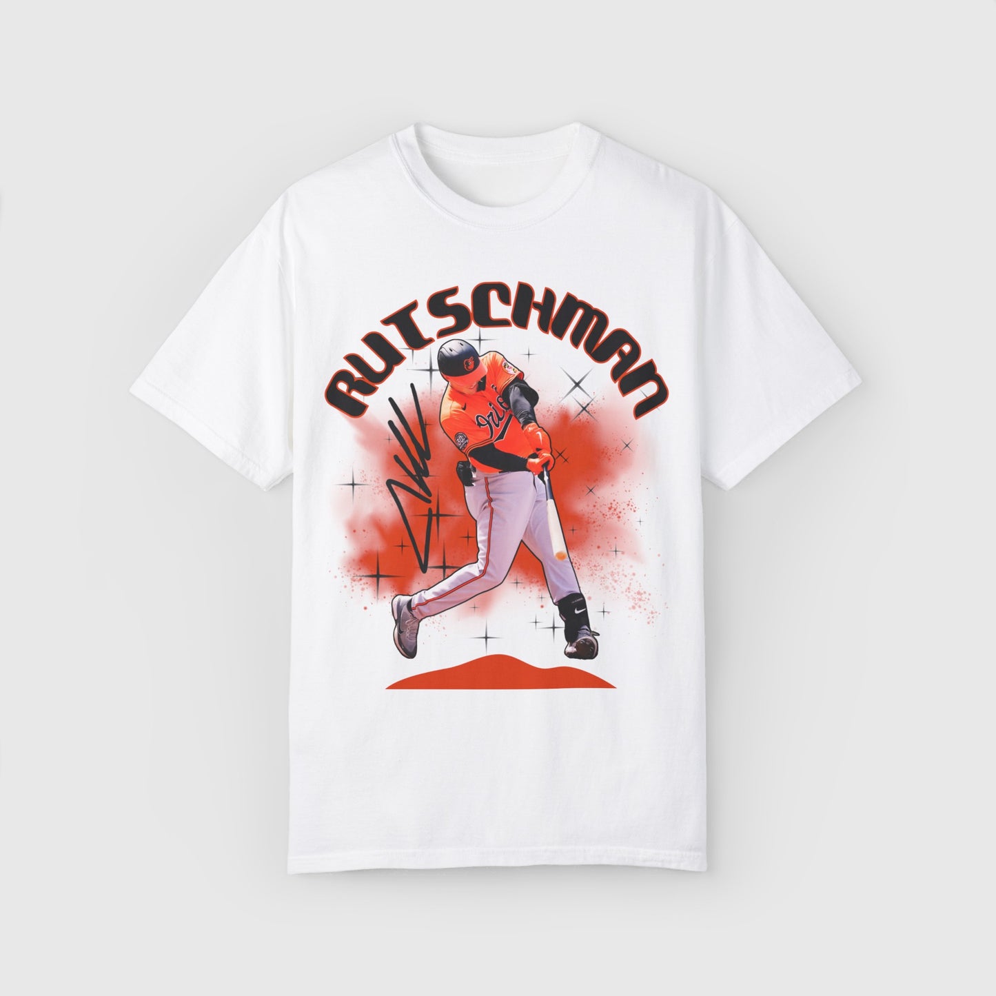 Adley Rutschman Signature Tee Baltimore Orioles Product Pic Front White