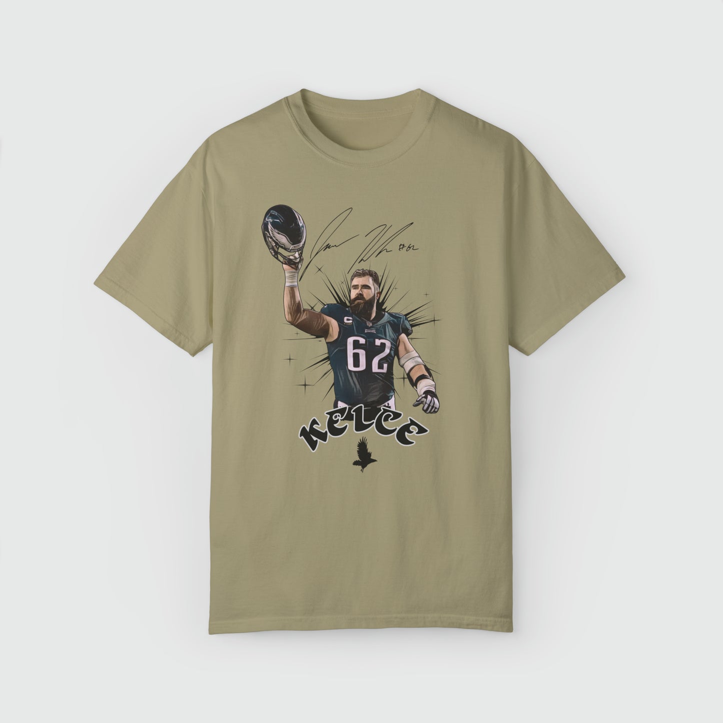 Jason Kelce Signature Ink Art Tee Product Pic Front Khaki