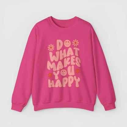 Do What Makes You Happy Crewneck Product Pic Front Heliconia