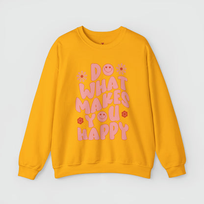 Do What Makes You Happy Crewneck Product Pic Front Yellow