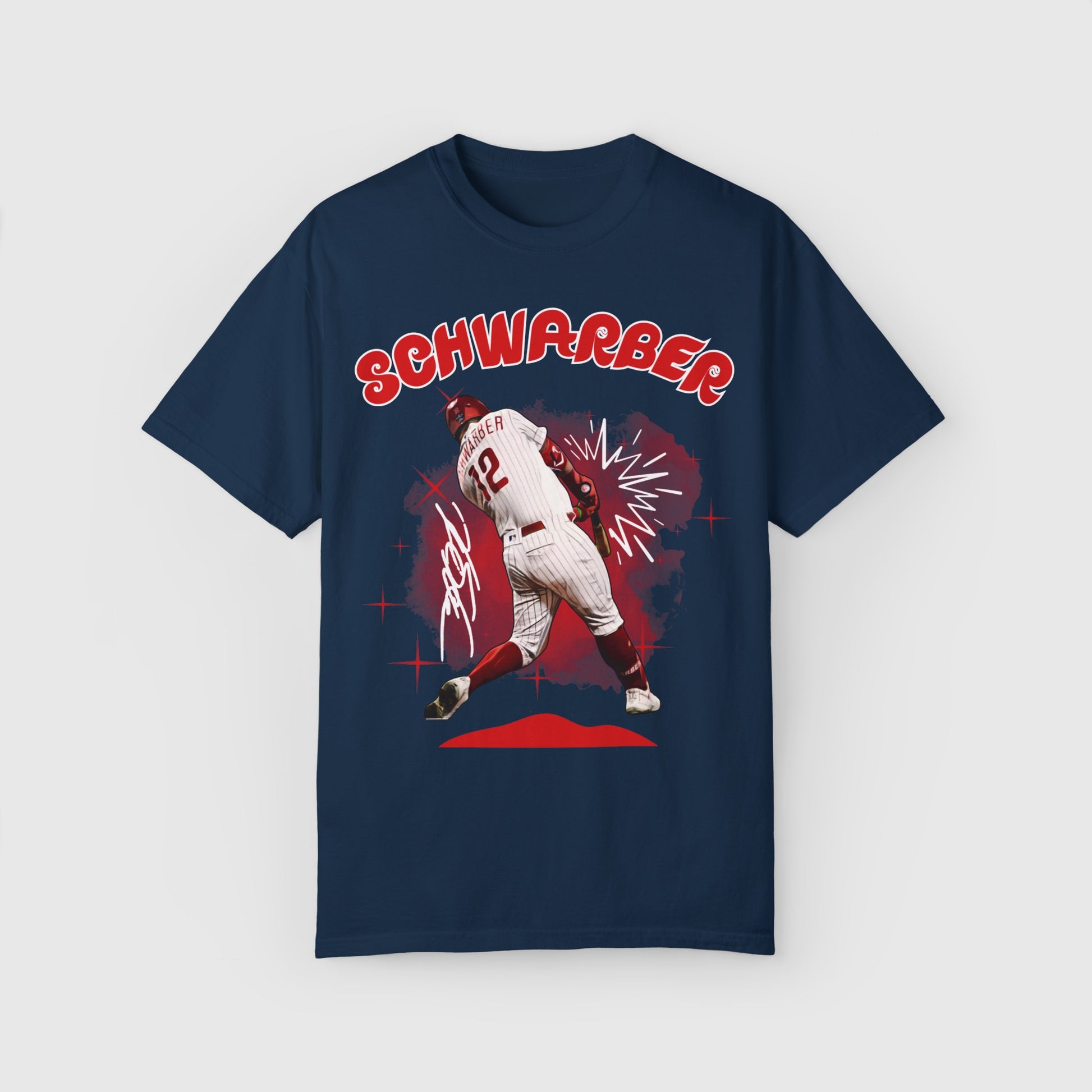 Kyle Schwarber Signature Ink Art Tee Product Pic True Navy