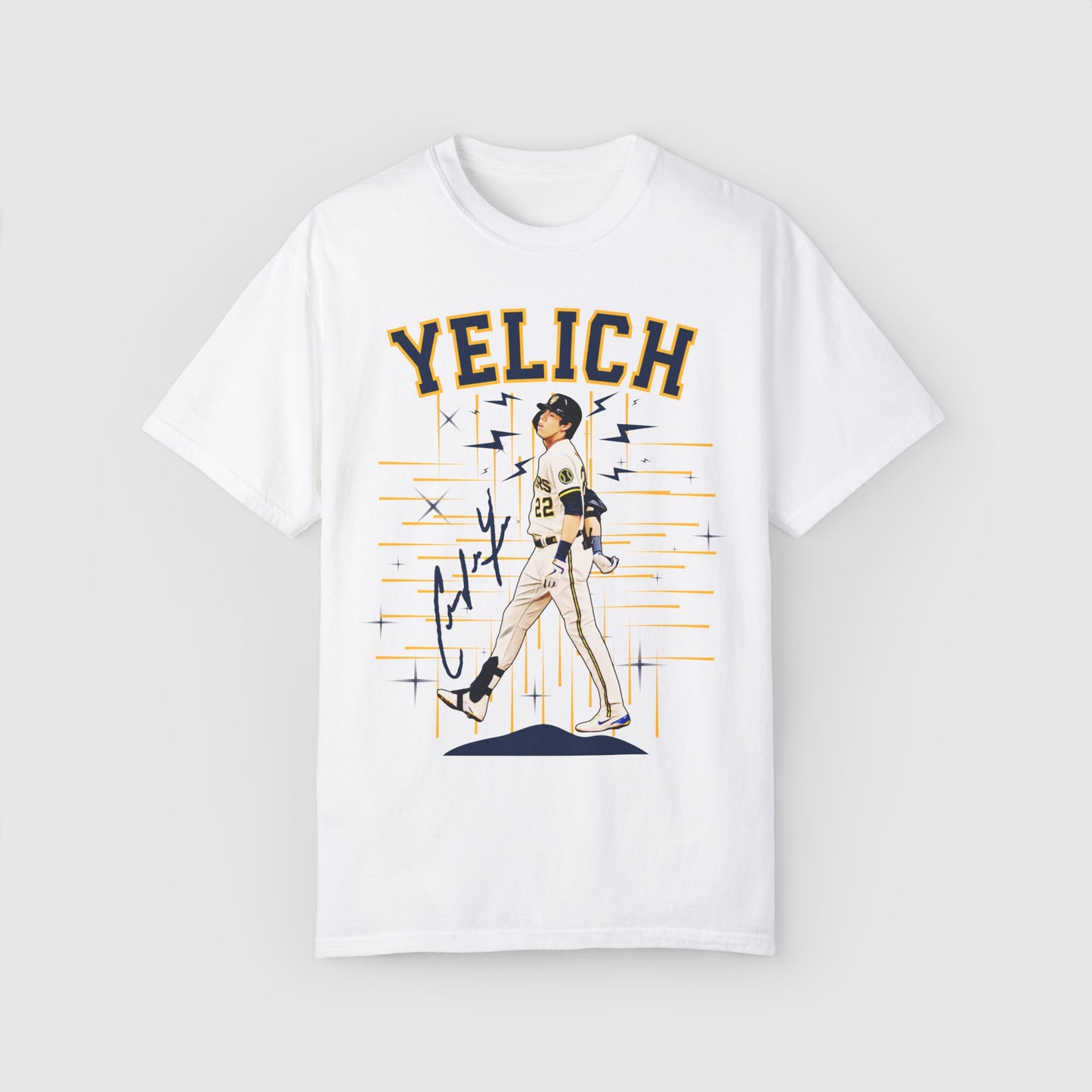 Christian Yelich Signature Ink Art Tee Product Pic Front White