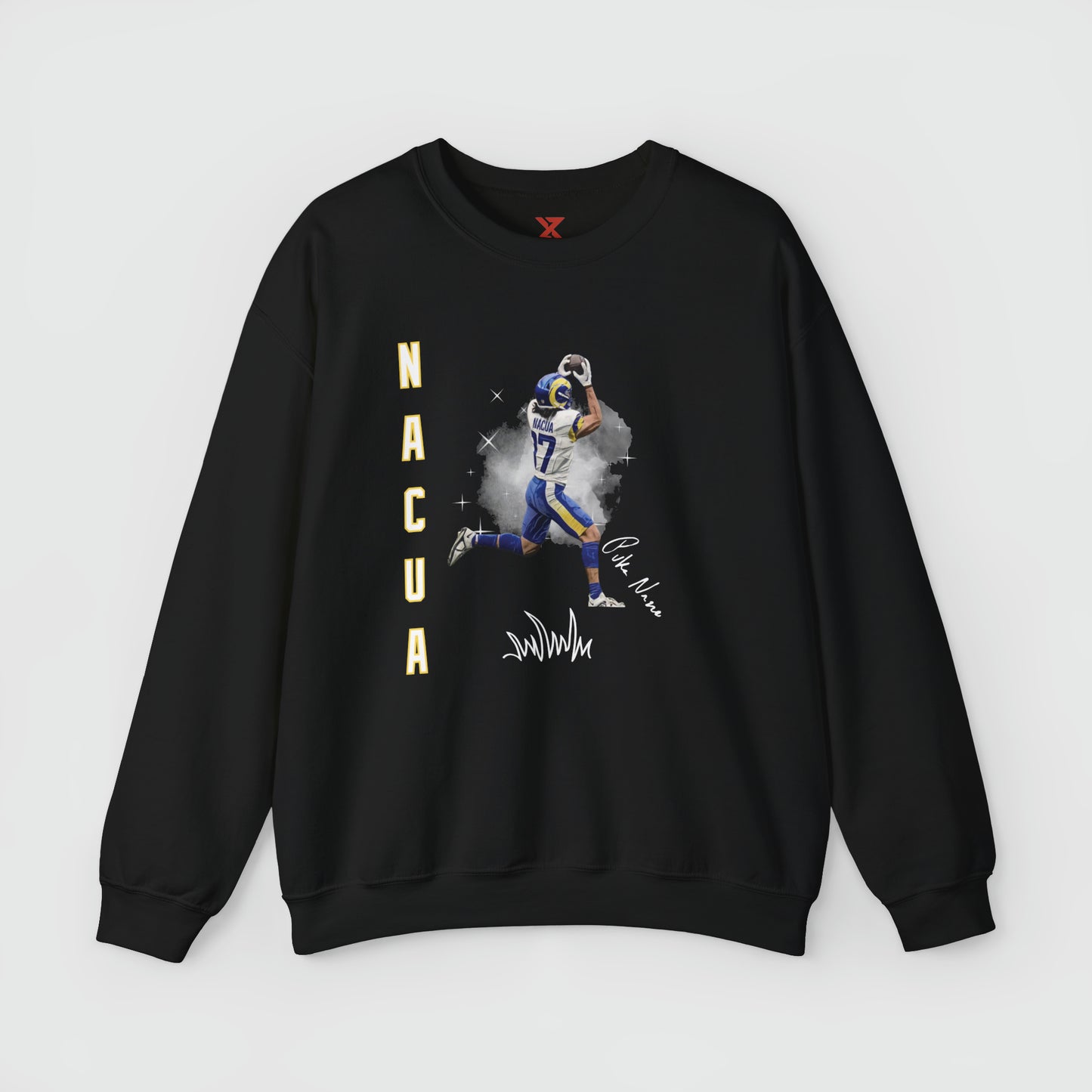 Puka Nacua Signature Ink Art Crewneck Product Pic Front Black