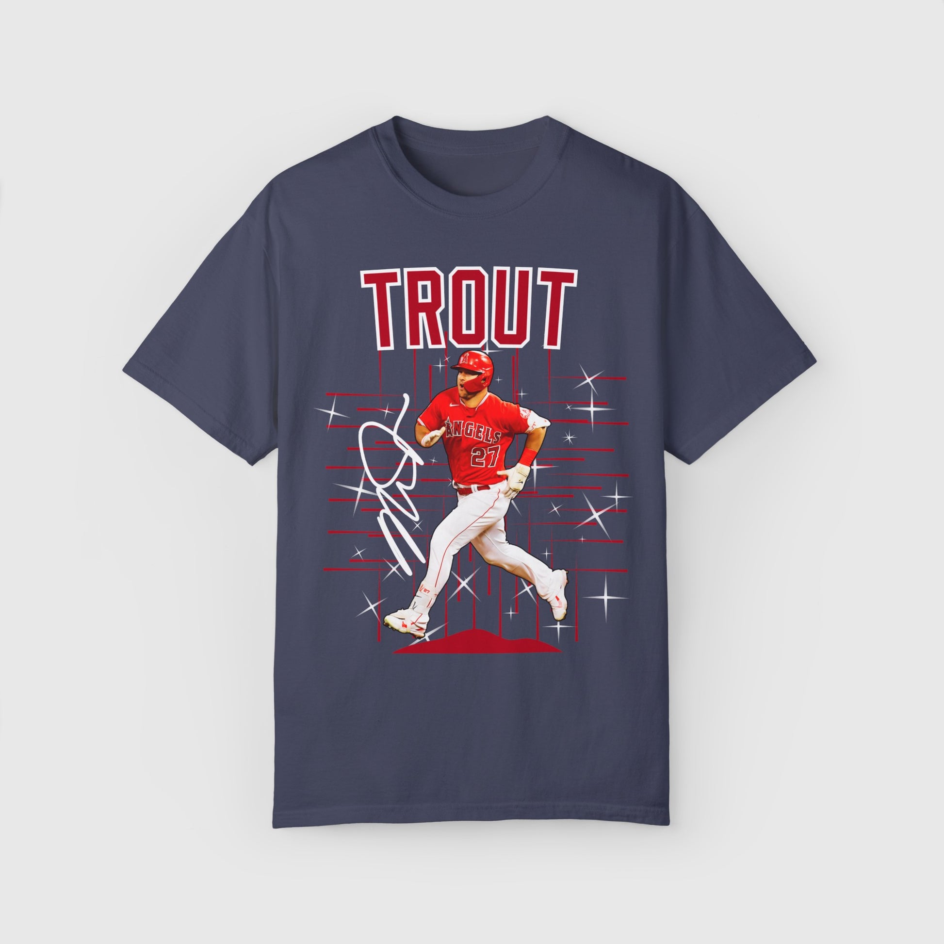 Mike Trout Signature Tee Product Pic Front Denim