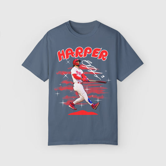 Bryce Harper Signature Tee Product Pic Front Blue Jean