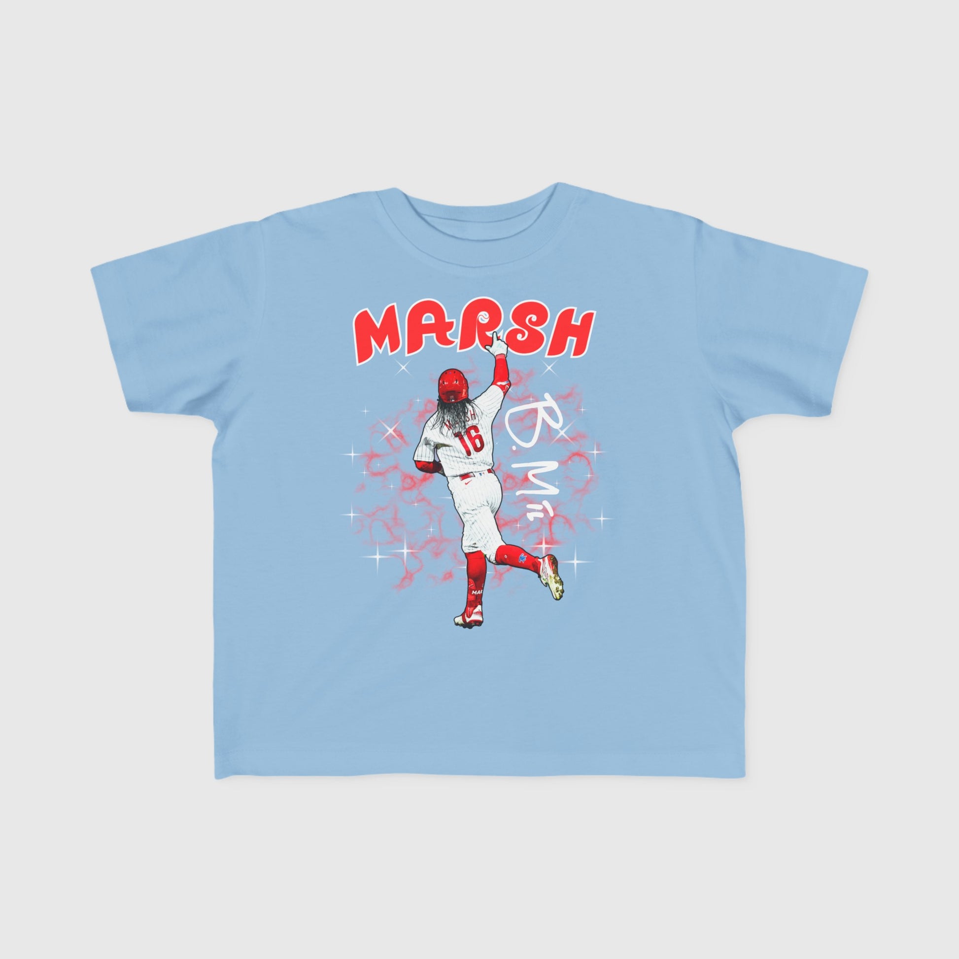 Toddler Brandon Marsh Signature Jersey Tee Product Pic Front Light Blue