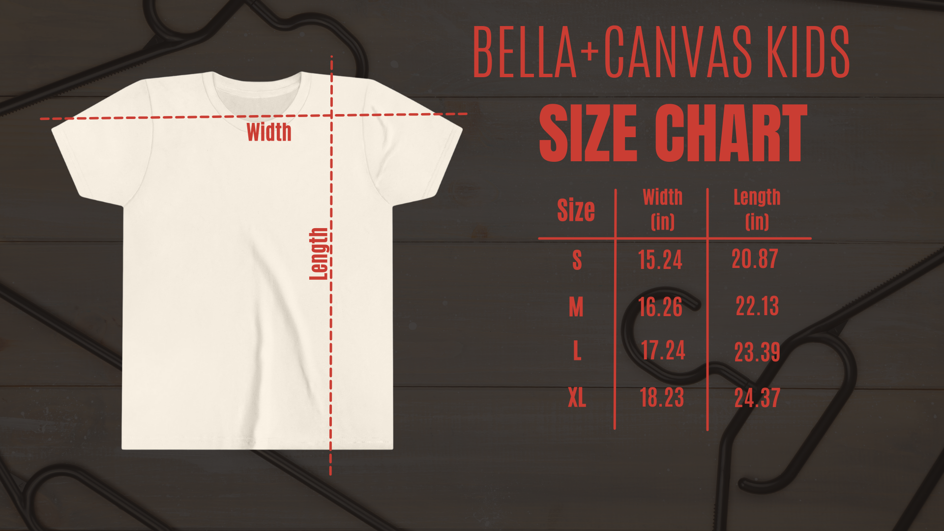 Bella+Canvas Kids 3001Y Size Chart Photo