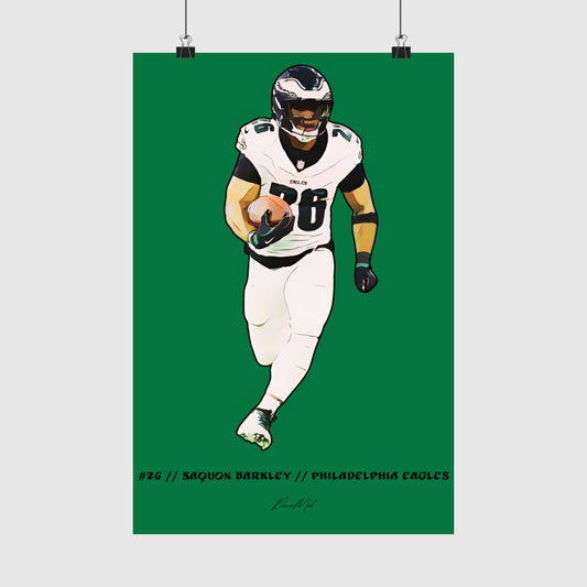 Saquon Barkley Illustrated Cartoon Poster Product Pic 1
