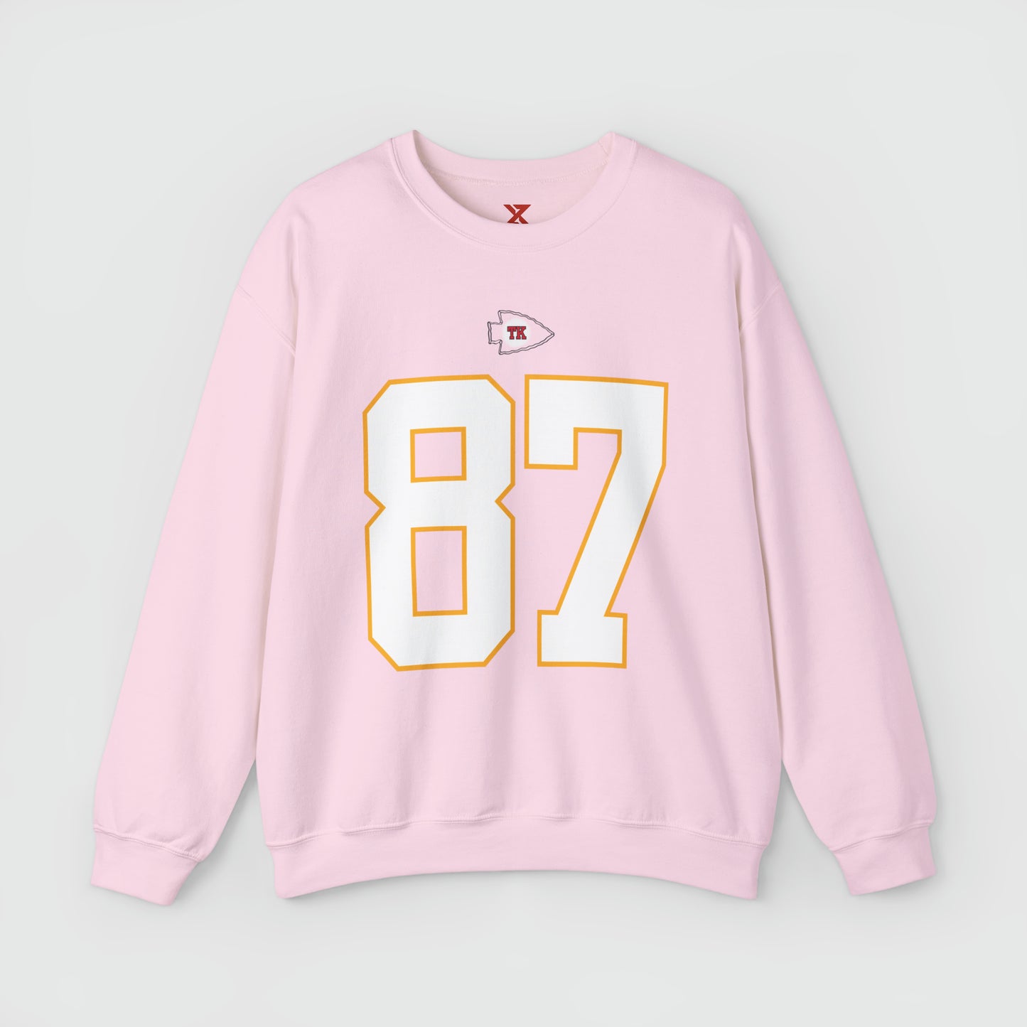 Travis Kelce Jersey Crewneck Front Light Pink