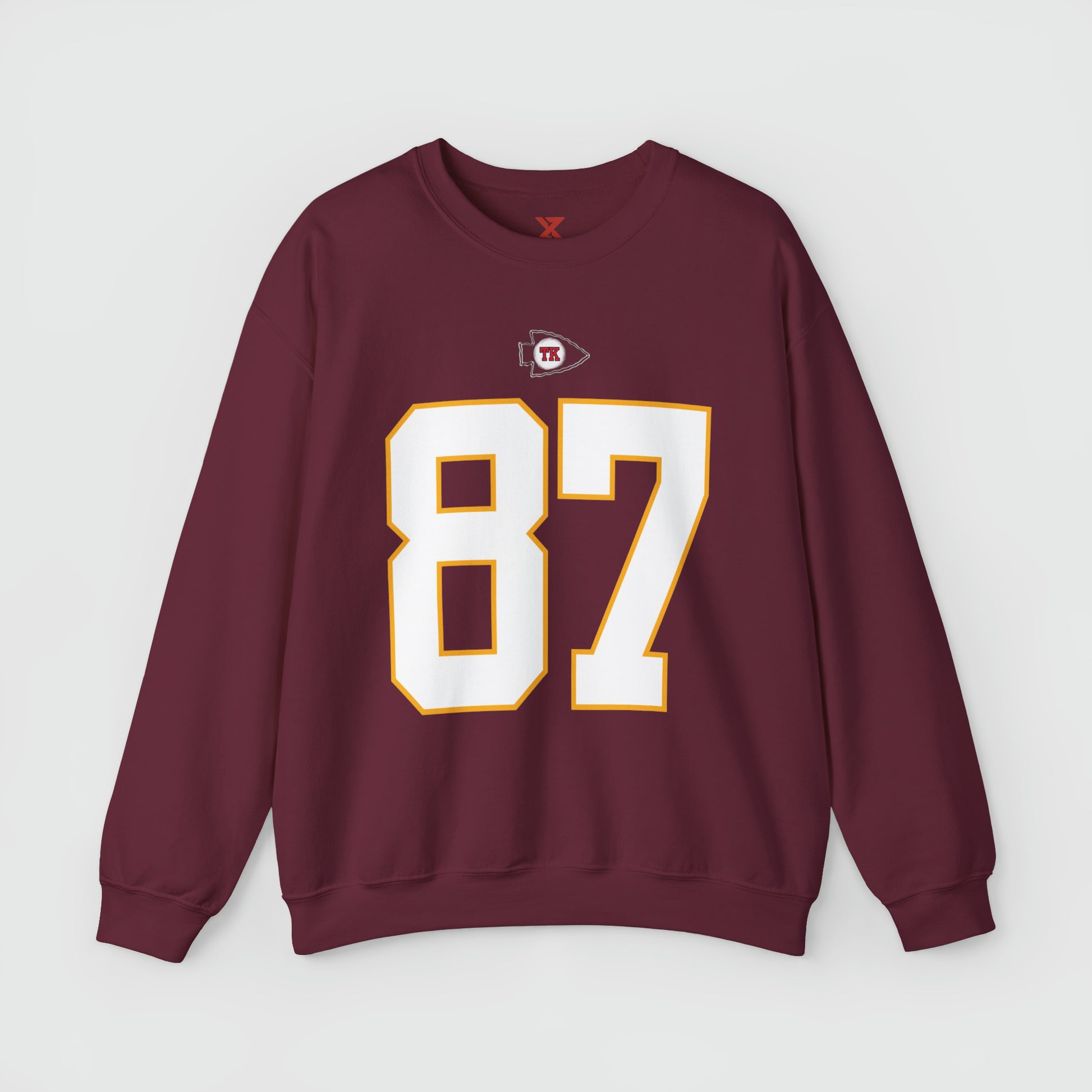 Travis Kelce Jersey Crewneck Front Maroon